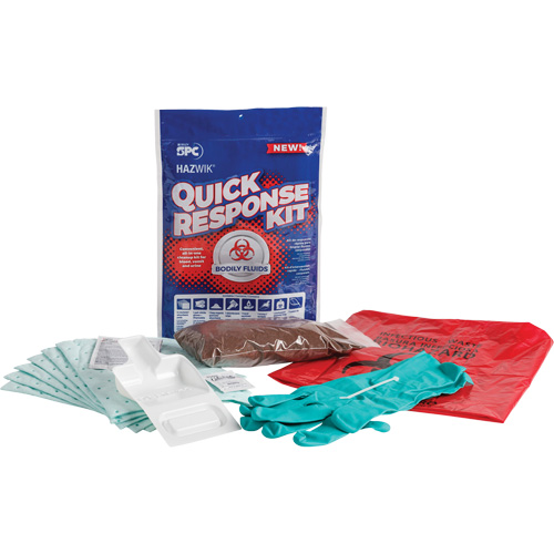 Hazwik&reg; Quick Response Spill Kit for Bodily Fluids, Biohazard, Bag, 0.49 US gal. Absorbancy Kelford