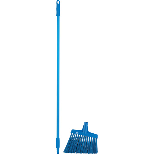 Angle Broom Head with Handle, X-Coarse Bristles, 12", Polyester, Blue Kelford