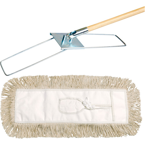Break-Ezy Dust Mop System, Tie-On Style, Cotton, 36" L x 5" W Kelford