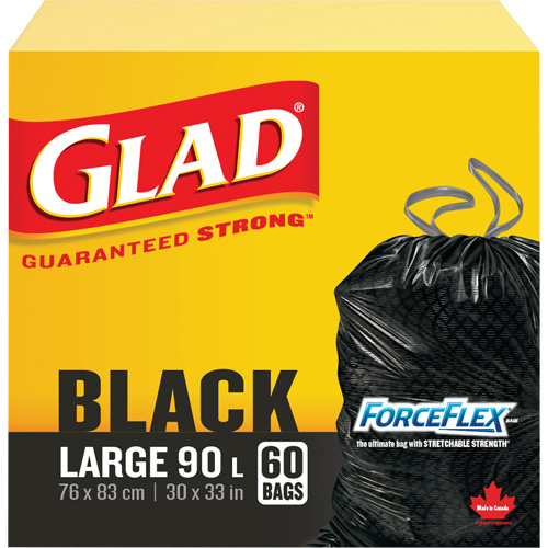 90L Garbage Bags, Regular, 30" W x 33" L, Black Kelford