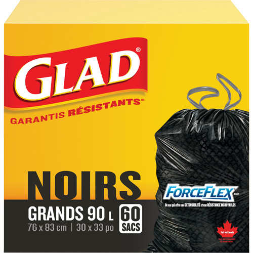 90L Garbage Bags, Regular, 30" W x 33" L, Black Kelford