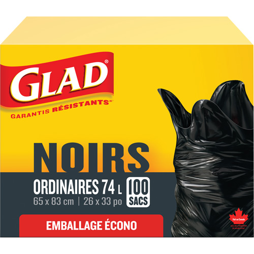 74L Garbage Bags, Regular, 26" W x 33" L, Black Kelford