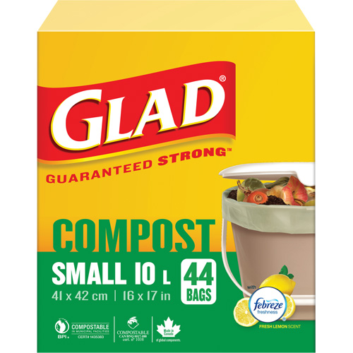 Small Compostable Bags, Regular, 17" L x 16" W, Brown, 10 L (3 Gal.) Capacity Kelford