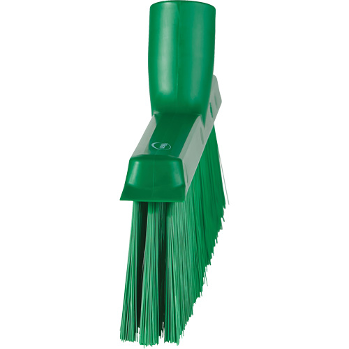 Dustpan Broom with Angled Thread, Medium Bristles, 10", Polyester, Green Kelford