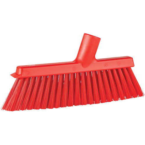 Dustpan Broom with Angled Thread, Medium Bristles, 10", Polyester, Red Kelford