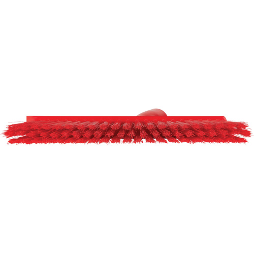 Dustpan Broom with Angled Thread, Medium Bristles, 10", Polyester, Red Kelford