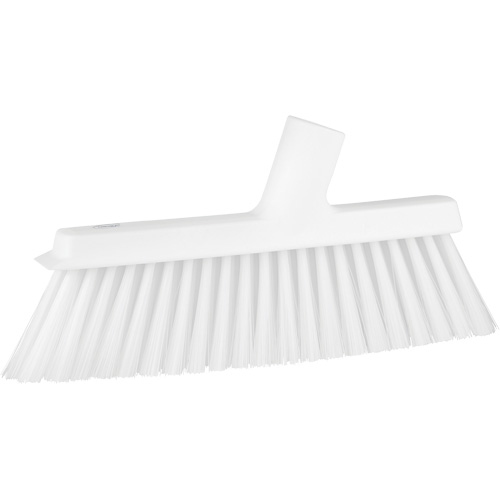 Dustpan Broom with Angled Thread, Medium Bristles, 10", Polyester, White Kelford