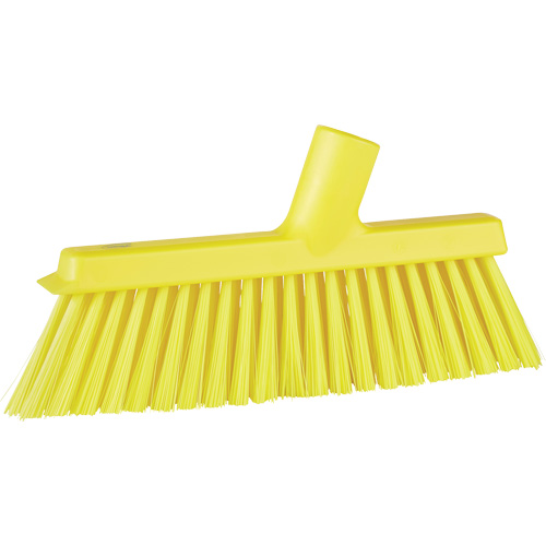 Dustpan Broom with Angled Thread, Medium Bristles, 10", Polyester, Yellow Kelford