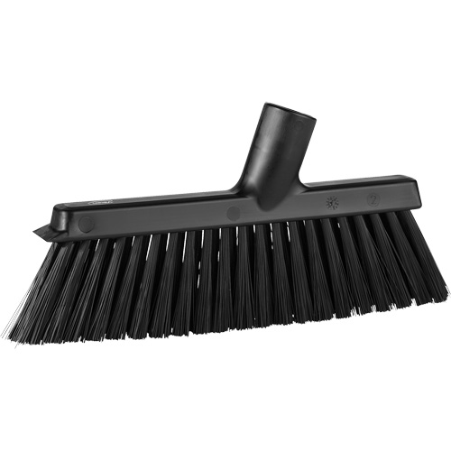 Dustpan Broom with Angled Thread, Medium Bristles, 10", Polyester, Black Kelford