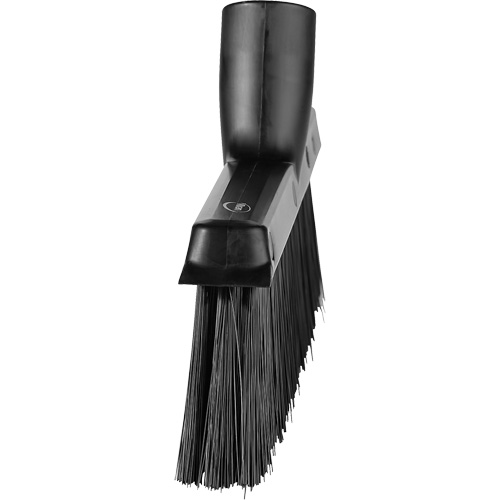Dustpan Broom with Angled Thread, Medium Bristles, 10", Polyester, Black Kelford