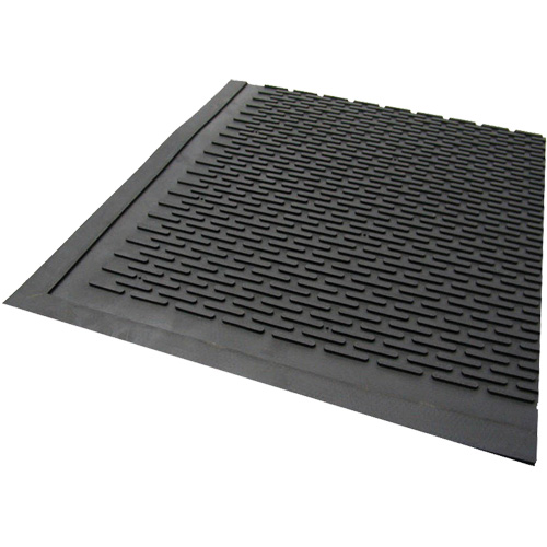 Outdoor Mat, Rubber, Scraper Type, Solid Pattern, 3' x 5', Black Kelford