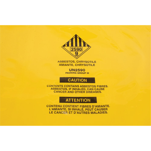 Doublures pour d&eacute;chets dangereux, Amiante, 40" lo x 35" la, 3 mils Kelford