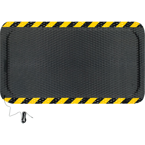 Ensemble de tapis conductible Hog Heaven, 3' la x 5' lo, 7/8" &eacute;paisseur, Noir/Jaune, Nitrile Kelford