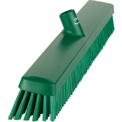 Heavy-Duty Push Broom, Fine/Stiff Bristles, 24", Green Kelford