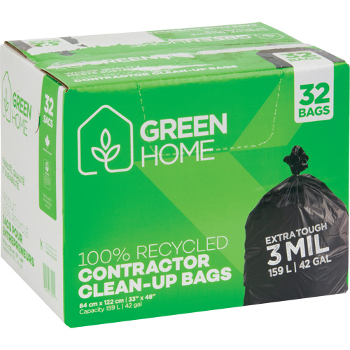 Sacs &agrave; ordures Green Home, Fort, 33" la x 48" lo, 3 mils, Noir, Capacit&eacute; 159 L (42 gal.) Kelford