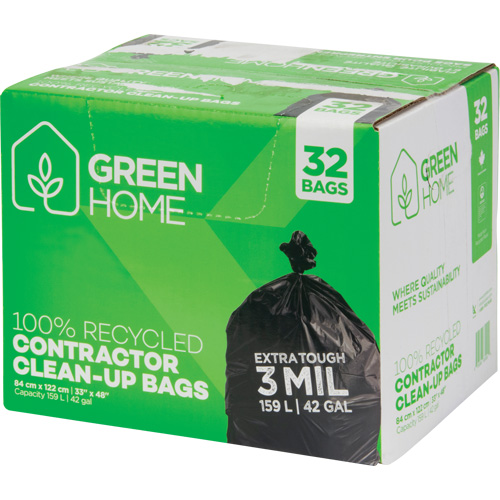 Sacs &agrave; ordures Green Home, Fort, 33" la x 48" lo, 3 mils, Noir, Capacit&eacute; 159 L (42 gal.) Kelford