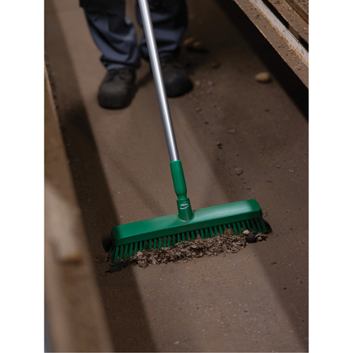 Push Broom Head, Fine/Stiff Bristles, 16-1/2", Polyester/Polypropylene, Green Kelford