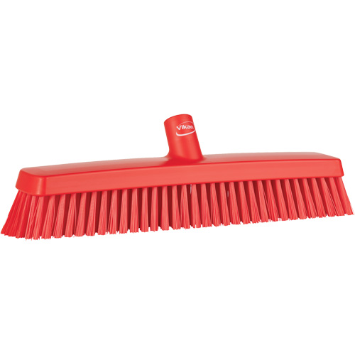 Push Broom Head, Fine/Stiff Bristles, 16-1/2", Polyester/Polypropylene, Red Kelford