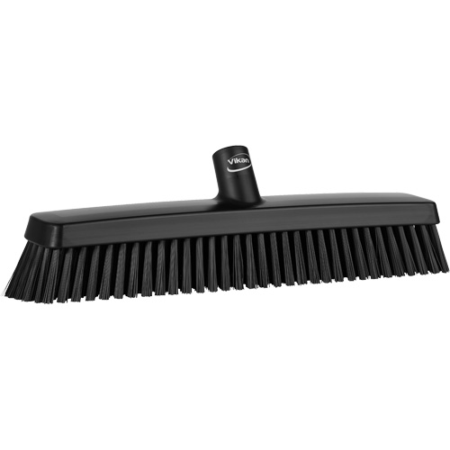 Push Broom Head, Fine/Stiff Bristles, 16-1/2", Polyester/Polypropylene, Black Kelford