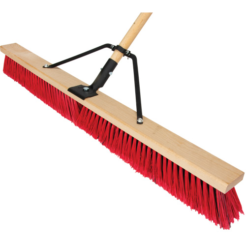 Push Broom with Braced Handle, 36", Medium, PVC Bristles Kelford