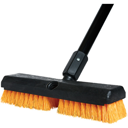 Brosse de nettoyage avec manche, 10" l, Soies Polypropyl&egrave;ne, Noir/Rouge Kelford