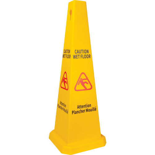 Wet Floor Safety Cone, Bilingual with Pictogram Kelford