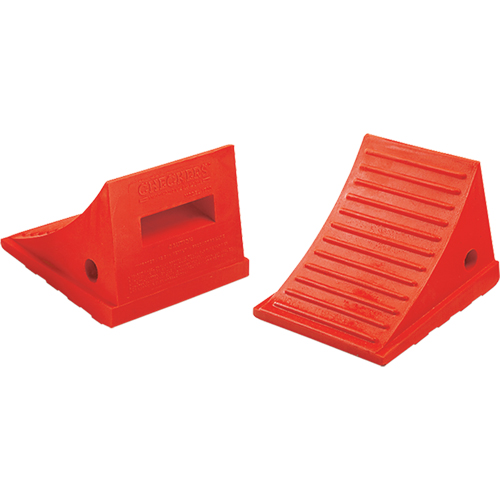 General Purpose Wheel Chocks, Polyurethane, Orange, 7-1/2" W x 8-1/2" D x 6-1/4" H Kelford