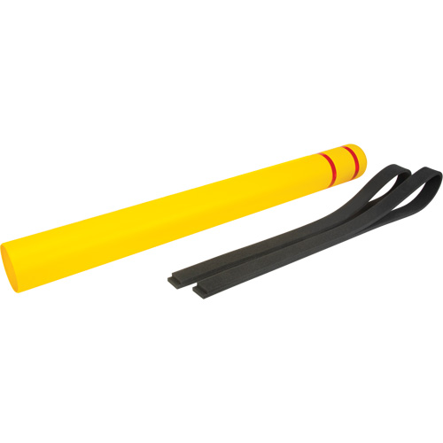Capuchon en poly&eacute;thyl&egrave;ne pour borne de protection, 4-1/2" dia. x 52" l, Rouge/Jaune Kelford