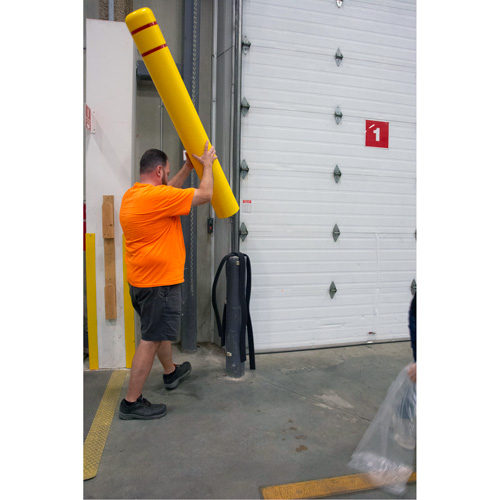 Polyethylene Bollard Cover, 6-5/8" Dia. x 52" L, Red/Yellow Kelford