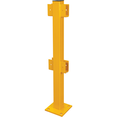 Poteau en ligne pour garde-corps l&eacute;gers, Acier, 42" h, Jaune s&eacute;curit&eacute; OSHA Kelford