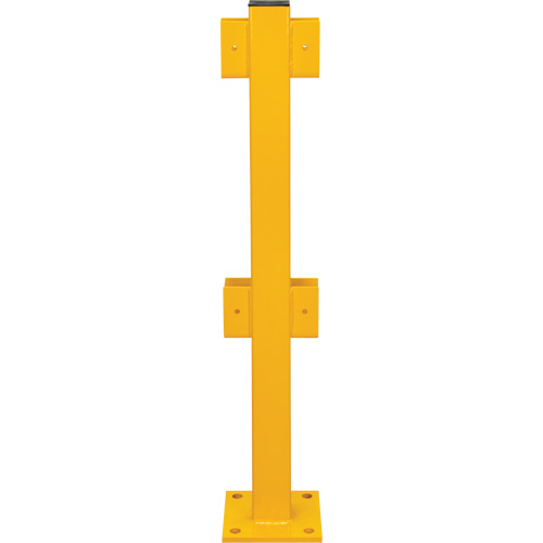 Poteau en ligne pour garde-corps l&eacute;gers, Acier, 42" h, Jaune s&eacute;curit&eacute; OSHA Kelford