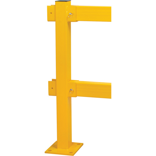 Poteau en ligne pour garde-corps l&eacute;gers, Acier, 42" h, Jaune s&eacute;curit&eacute; OSHA Kelford
