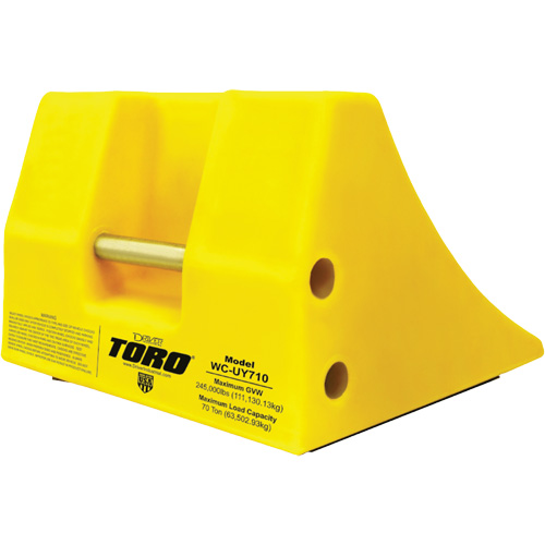70 Ton Large Equipment Wheel Chock with Handle, Urethane, Yellow Kelford