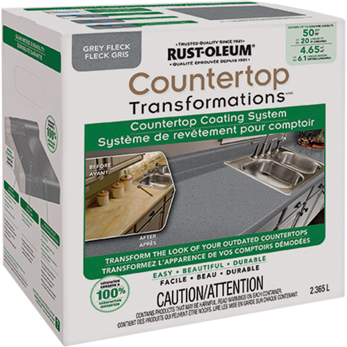 Syst&egrave;me de rev&ecirc;tement mouchet&eacute; pour comptoir Countertop Transformations, 2,37 L, Trousse, Molleton gris Kelford