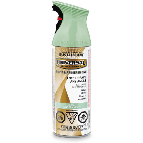 Universal&reg; Enamel Paint & Primer In One, Modern Mint Green, Gloss, Aerosol Can Kelford