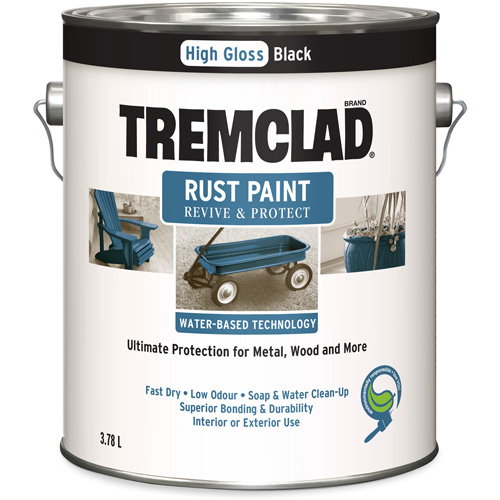 Tremclad&reg; Water-Based Rust Paint, 3.78 L, Gallon, Black Kelford