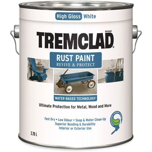 Tremclad&reg; Water-Based Rust Paint, 3.78 L, Gallon, White Kelford