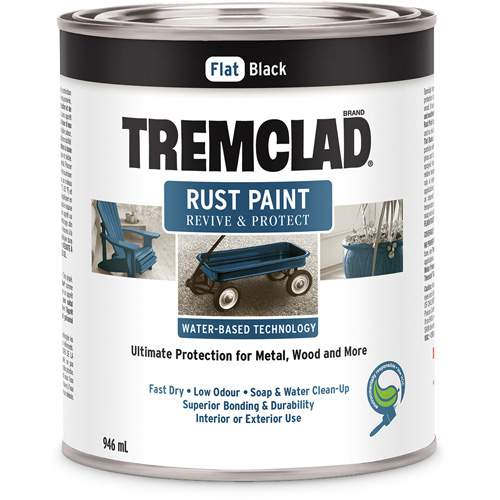 Peinture antirouille &agrave; base d'eau Tremclad, 946 ml, Canette, Noir Kelford