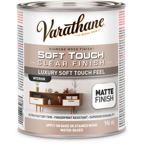 Rev&ecirc;tement &agrave; fini diamant pour bois Varathane, 946 ml, Transparent, Mat Kelford