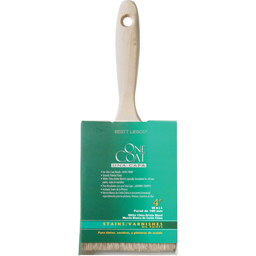 Pinceau pour murs et moulures One Coat, Soie blanche, Manche Bois, Largeur de 4" Kelford