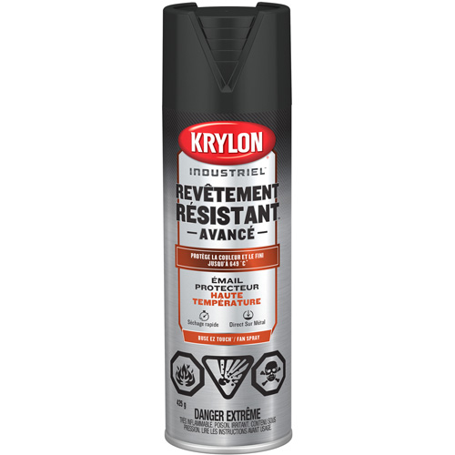 Peinture industrielle &agrave; chaleur &eacute;lev&eacute;e Tough Coat Advanced, Noir haute temp&eacute;rature, Fini mat profond, 425 g, Canette a&eacute;rosol Kelford
