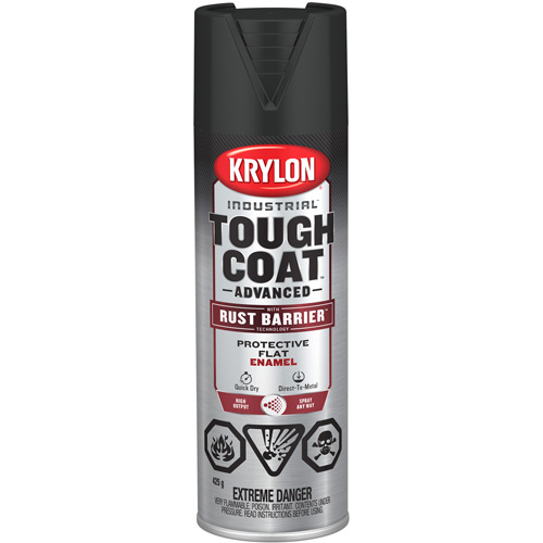 Peinture Tough Coat avec technologie Rust Barrier, Noir, Fini mat profond/Mat, 425 g, Canette a&eacute;rosol Kelford
