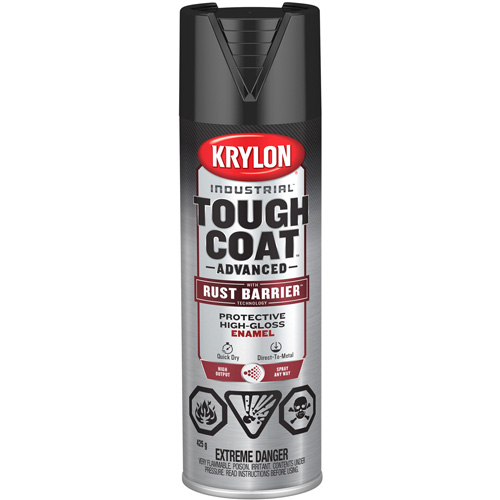 Peinture Tough Coat avec technologie Rust Barrier, Noir, Tr&egrave;s brillant, 425 g, Canette a&eacute;rosol Kelford