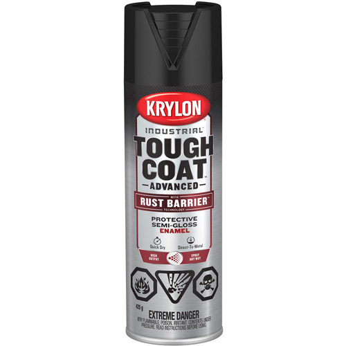 Peinture Tough Coat avec technologie Rust Barrier, Noir, Semi-brillant, 425 g, Canette a&eacute;rosol Kelford