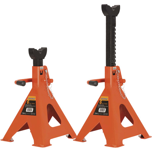 856A Jack Stands, Locking Handle/Ratchet, 6 Ton(s) Capacity, 15-1/2" - 24" H Kelford