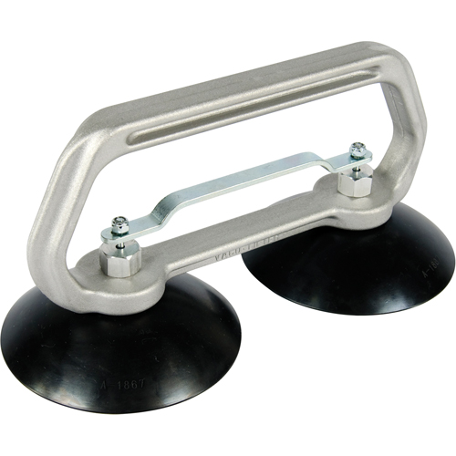 Vacuum Cups - Heavy-Duty Double Cup, 75 lbs. Capacity, 5", Pull-bar, 10" Handle Length Kelford