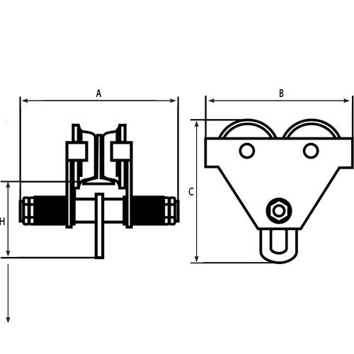 Adjustable Trolleys, 1000 lbs. (0.5 tons) Kelford