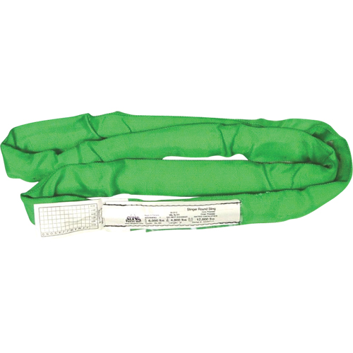 Round Slings, Green, 2" W x 4' L, 6000 lbs. Vertical Load Kelford