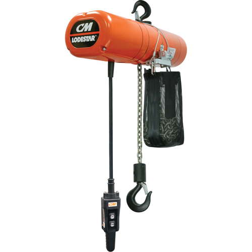 Lodestar Electric Chain Hoists, 10' Lift, 500 lbs. (0.25 tons) Capacity, 16 FPM Kelford
