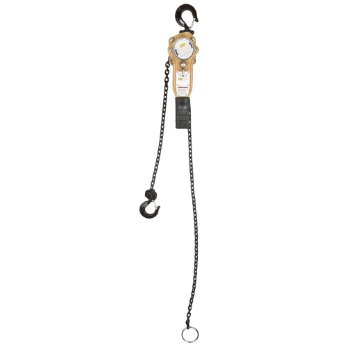 Heavy Duty Gold Series Lever Chain Hoist, 5' Lift, 500 lbs. (0.25 tons) Capacity, Alloy Steel Chain Kelford